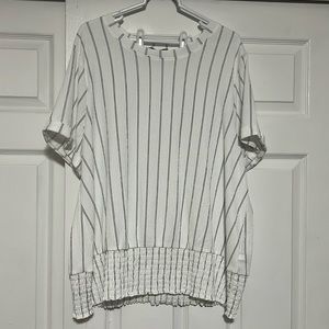 Lane Bryant White with Black Stripe Blouse with Elastic Waist.  Size 18/20.